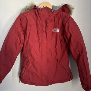 THE NORTH FACE Women Plus Arctic Parka Faux Fur Waterproof 550 Down Cordovan szM